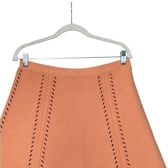 Sandro Eglantine High Waisted Knit Skater Skirt in Pink | Size 10 - Picture 7 of 10